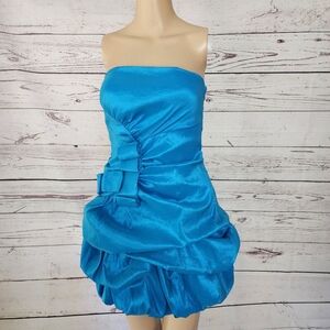 Romeo & Juliet Blue Strapless Cocktail Mini Dress Small